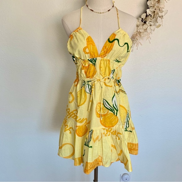 🍋 SABO Astyn Dress in Amalfi Citrus Lemons Oranges Fruit Print Yellow Sundress - Picture 7 of 16